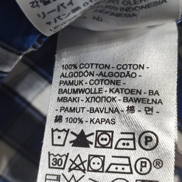 Levi's casual button down shirt men's size M blue white checkered long sleeve - Picture 9 of 12